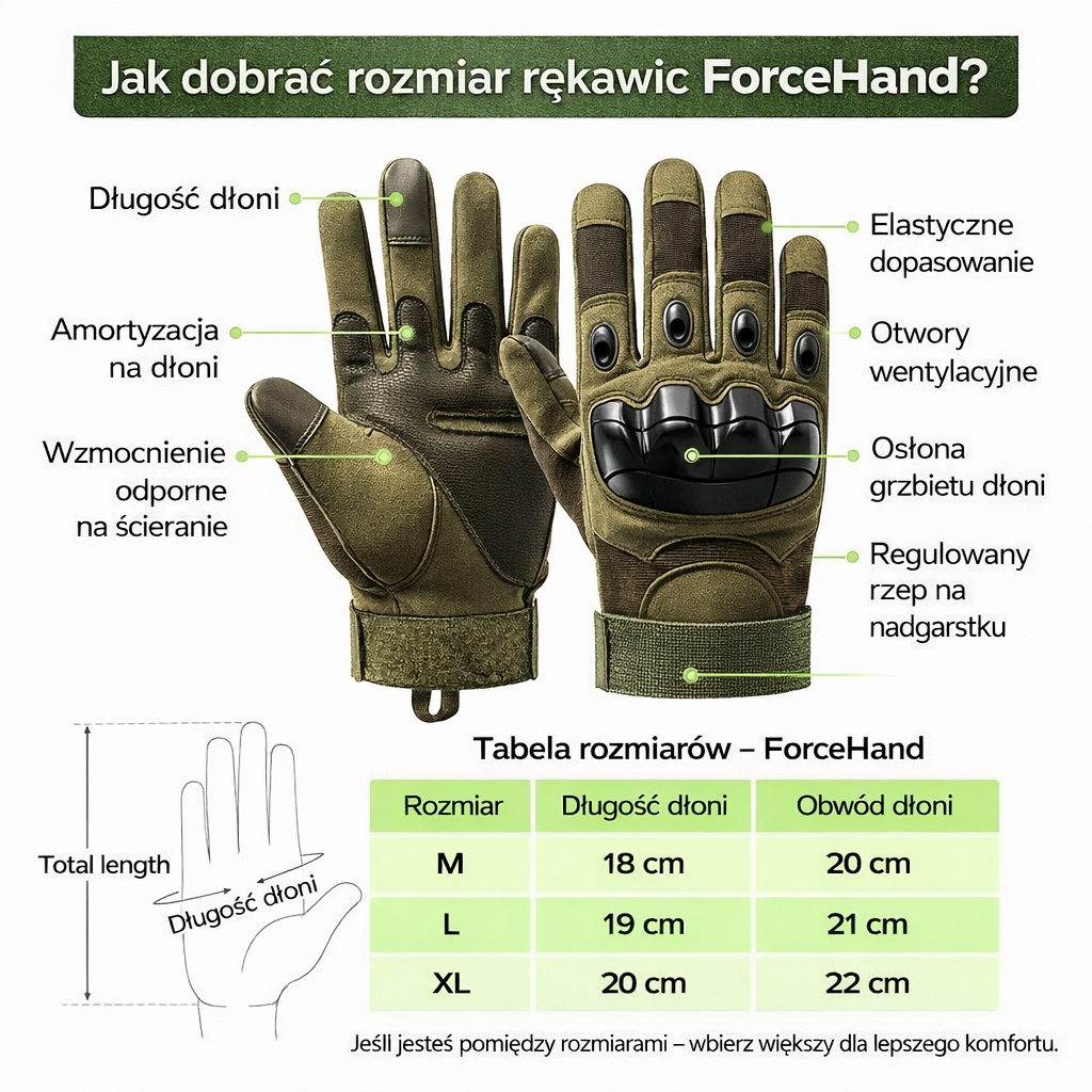 Rękawice Taktyczne ForceHand™ – Pełna Ochrona i Pewny Chwyt